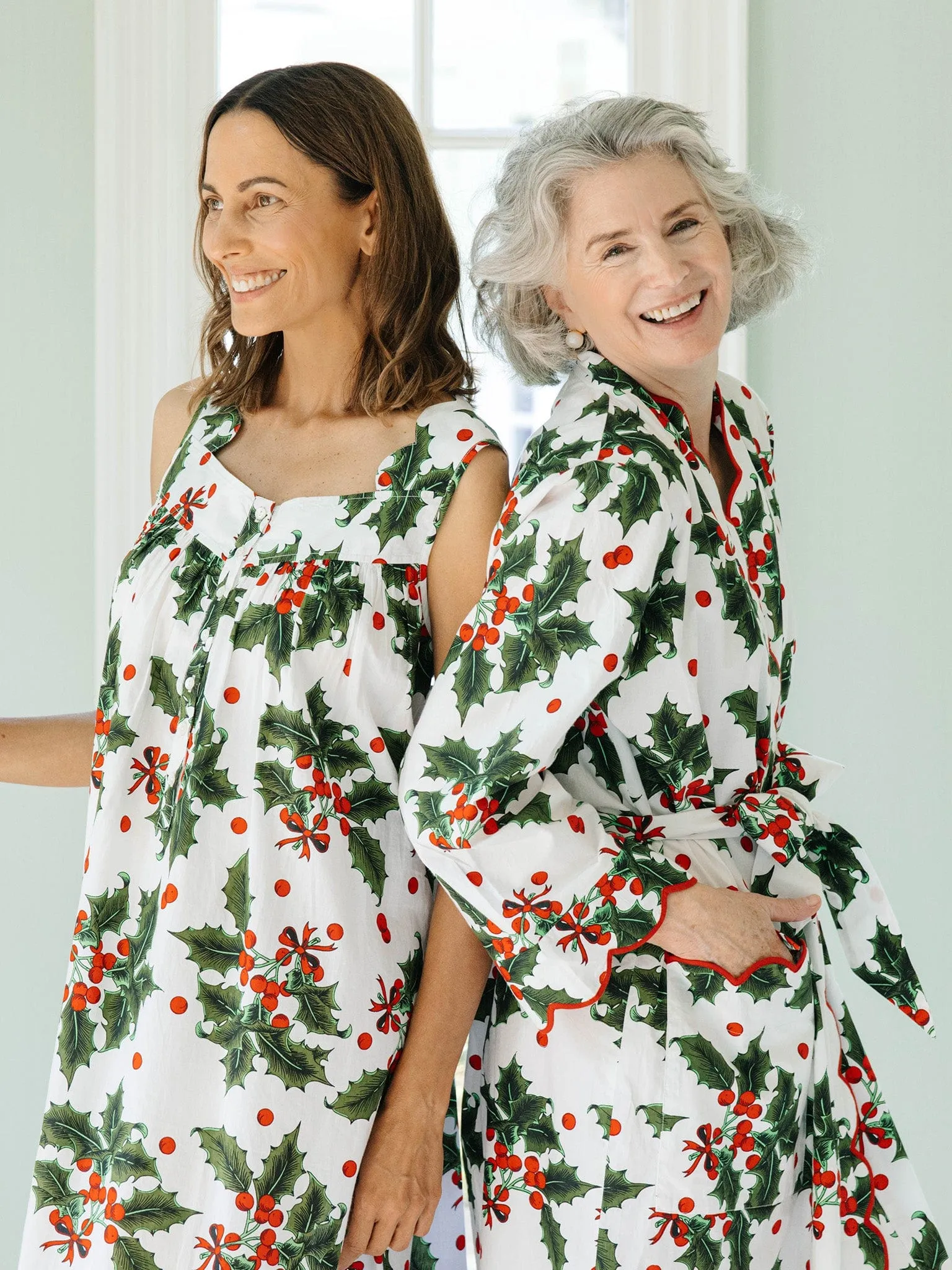 Holiday Print Gathered Nightgown