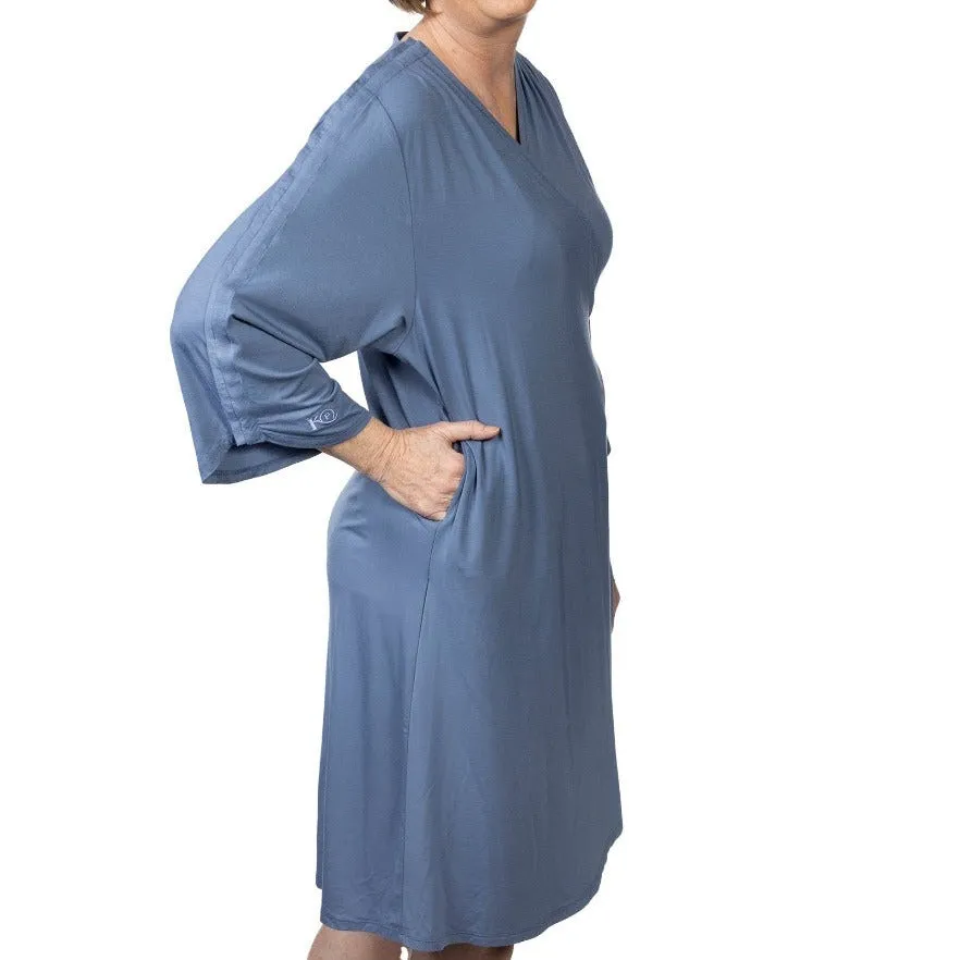 Hospital Gown with Snap Sleeves in Cornflower Blue