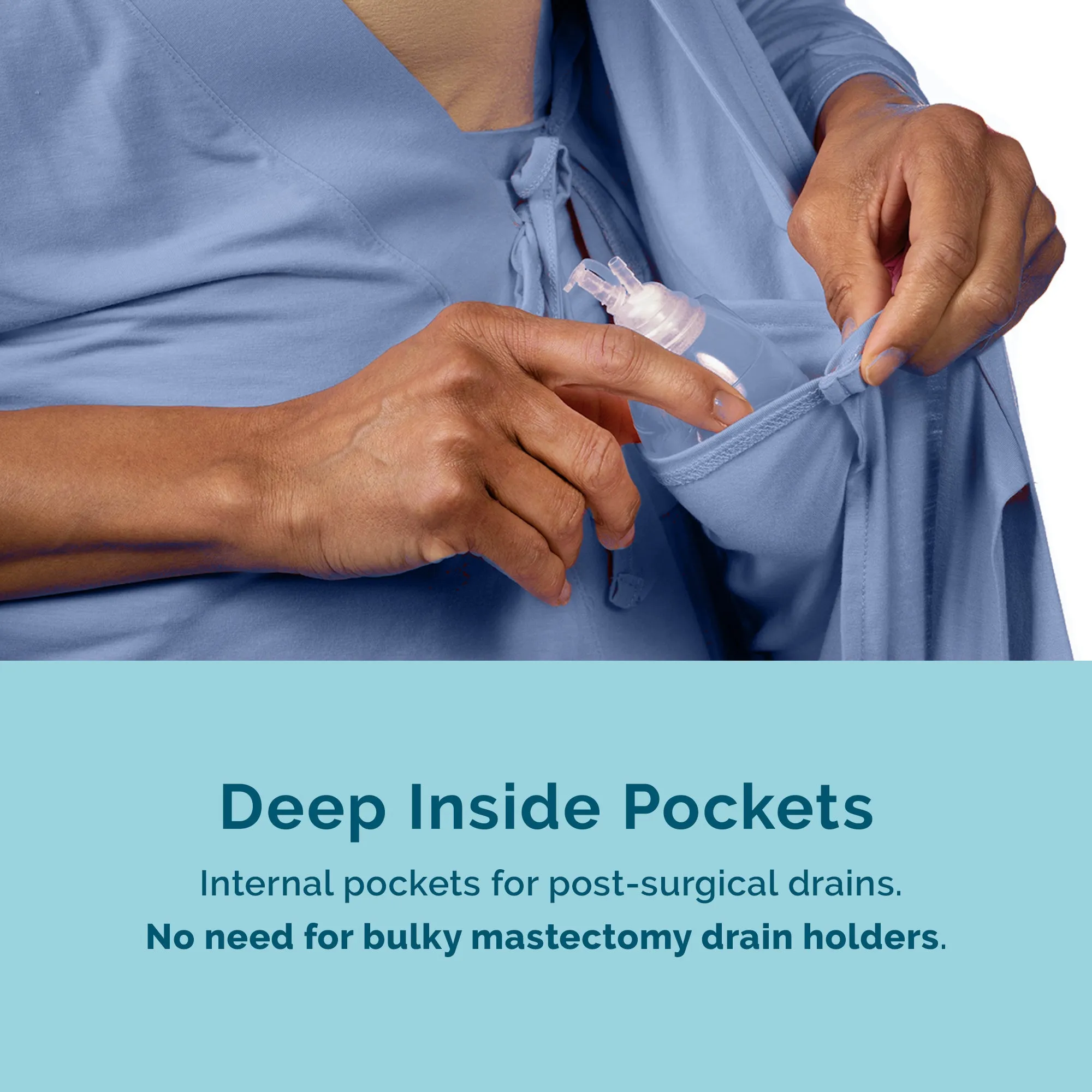 Hospital Gown with Snap Sleeves in Cornflower Blue