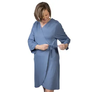Hospital Gown with Snap Sleeves in Cornflower Blue