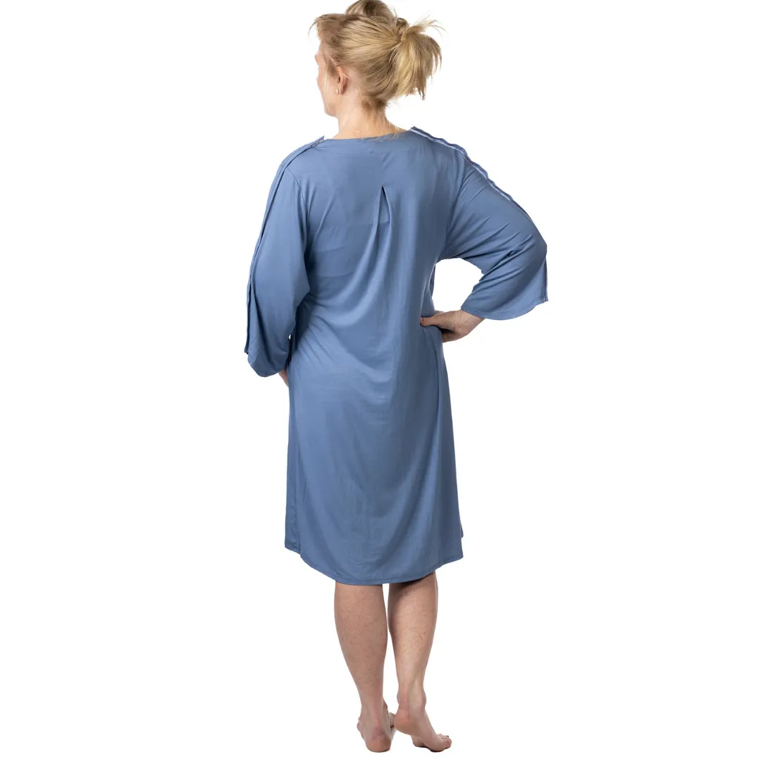 Hospital Gown with Snap Sleeves in Cornflower Blue