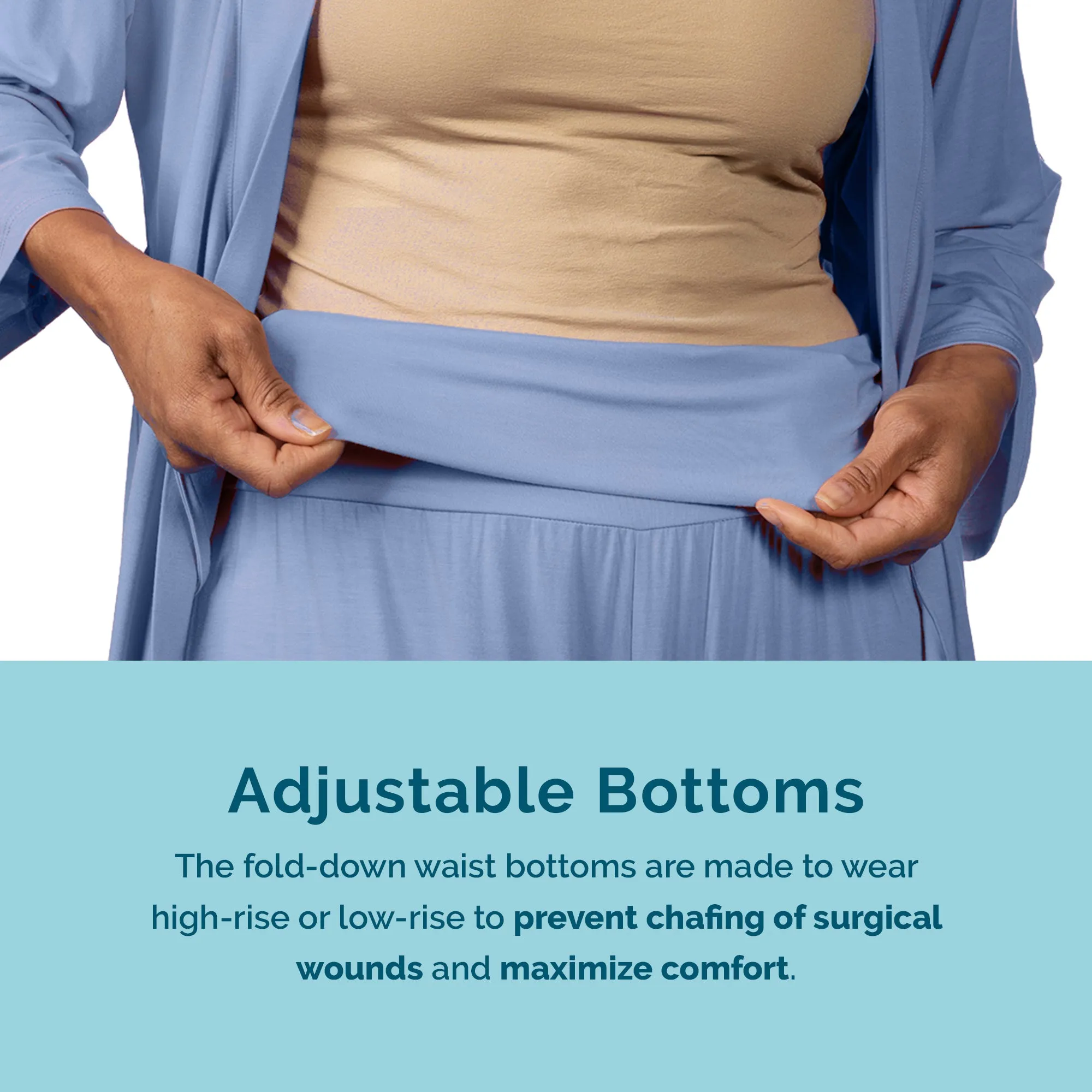 Hospital Pajamas with Snap Sleeves in Cornflower Blue
