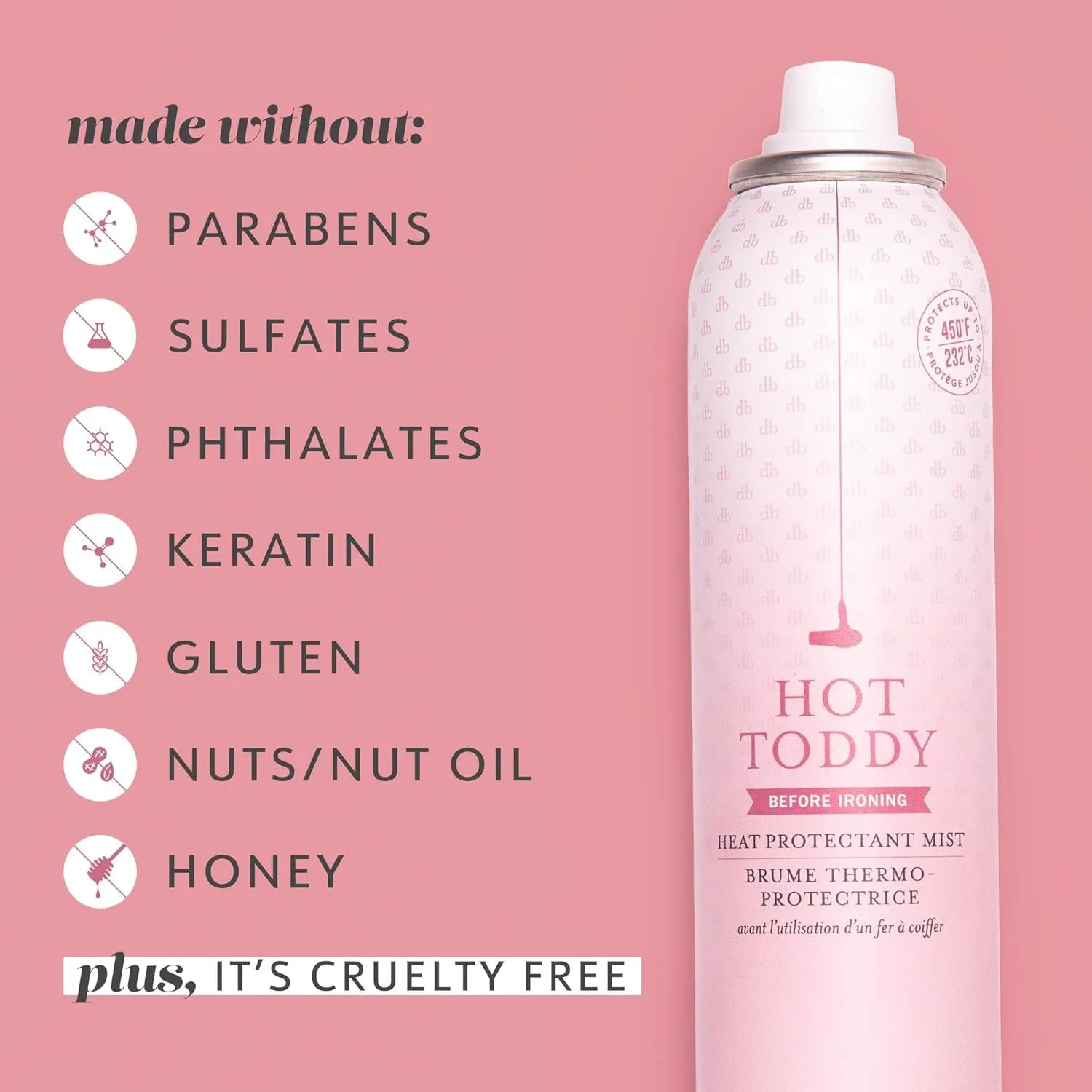 Hot Toddy Heat Protectant Mist Blanc Scent - Travel Size | Lightweight Heat Protectant for Hair Protects from Heat & Styling with Curling, Straightening and Styling Irons