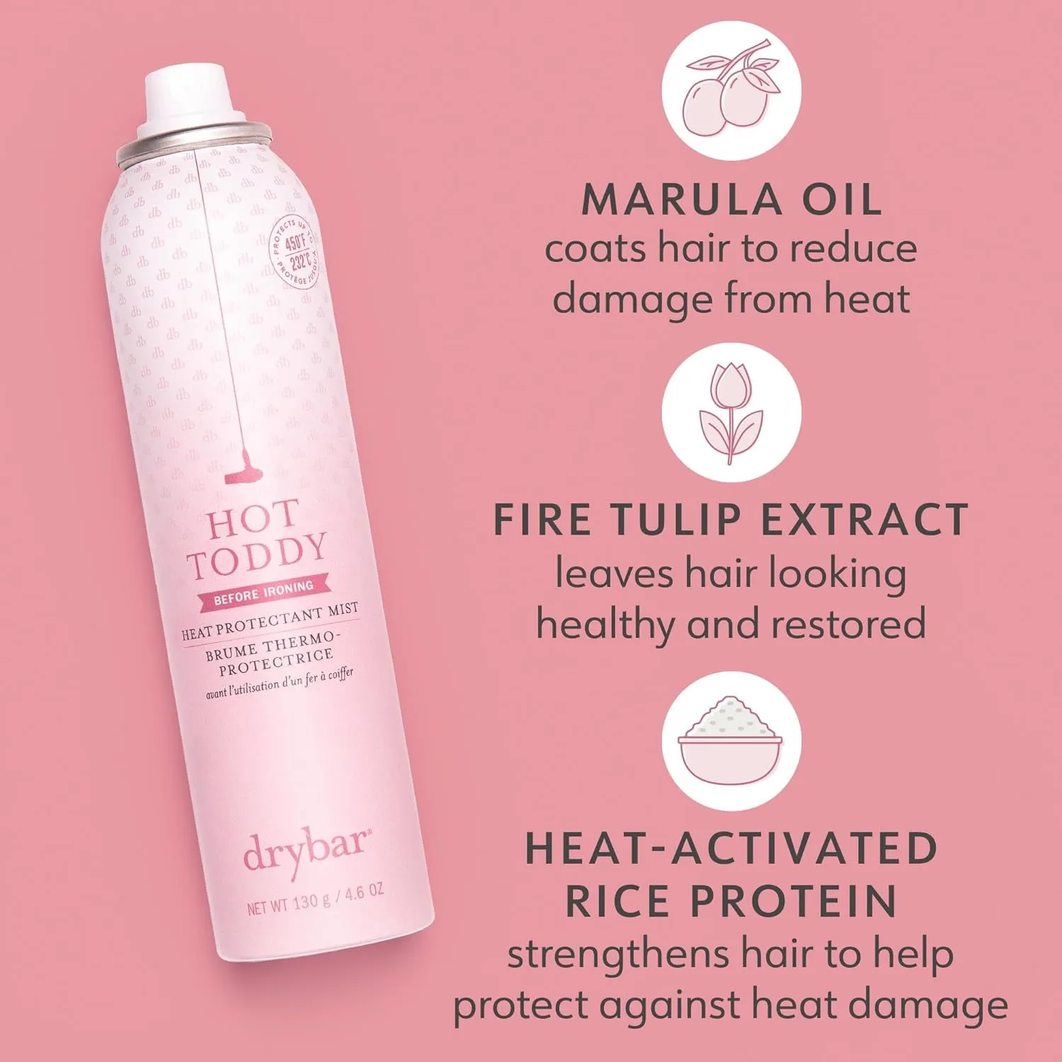 Hot Toddy Heat Protectant Mist Blanc Scent - Travel Size | Lightweight Heat Protectant for Hair Protects from Heat & Styling with Curling, Straightening and Styling Irons
