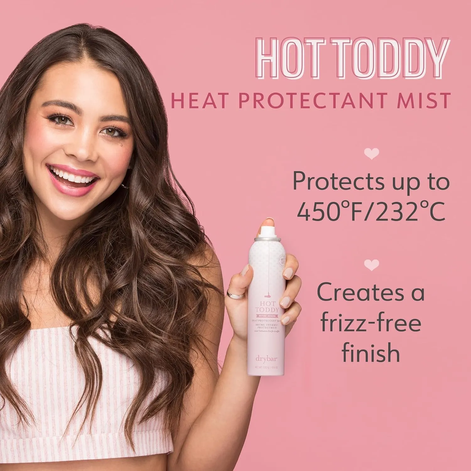 Hot Toddy Heat Protectant Mist Blanc Scent - Travel Size | Lightweight Heat Protectant for Hair Protects from Heat & Styling with Curling, Straightening and Styling Irons
