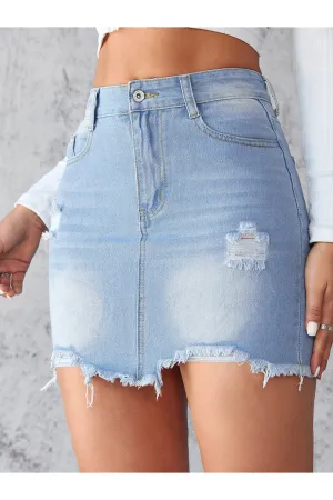 HQZ1166 Denim Mini Skirt
