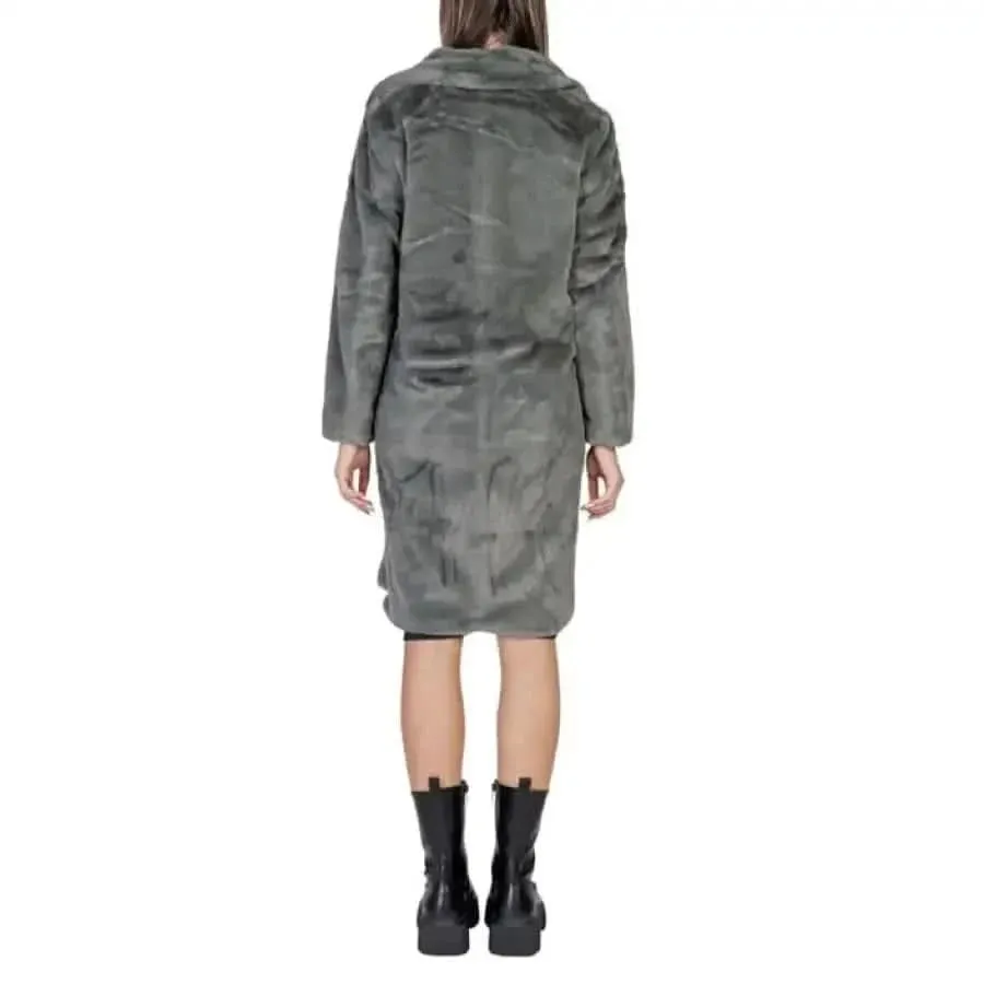 Ichi Women's Green Long Lapel Collar Jacket