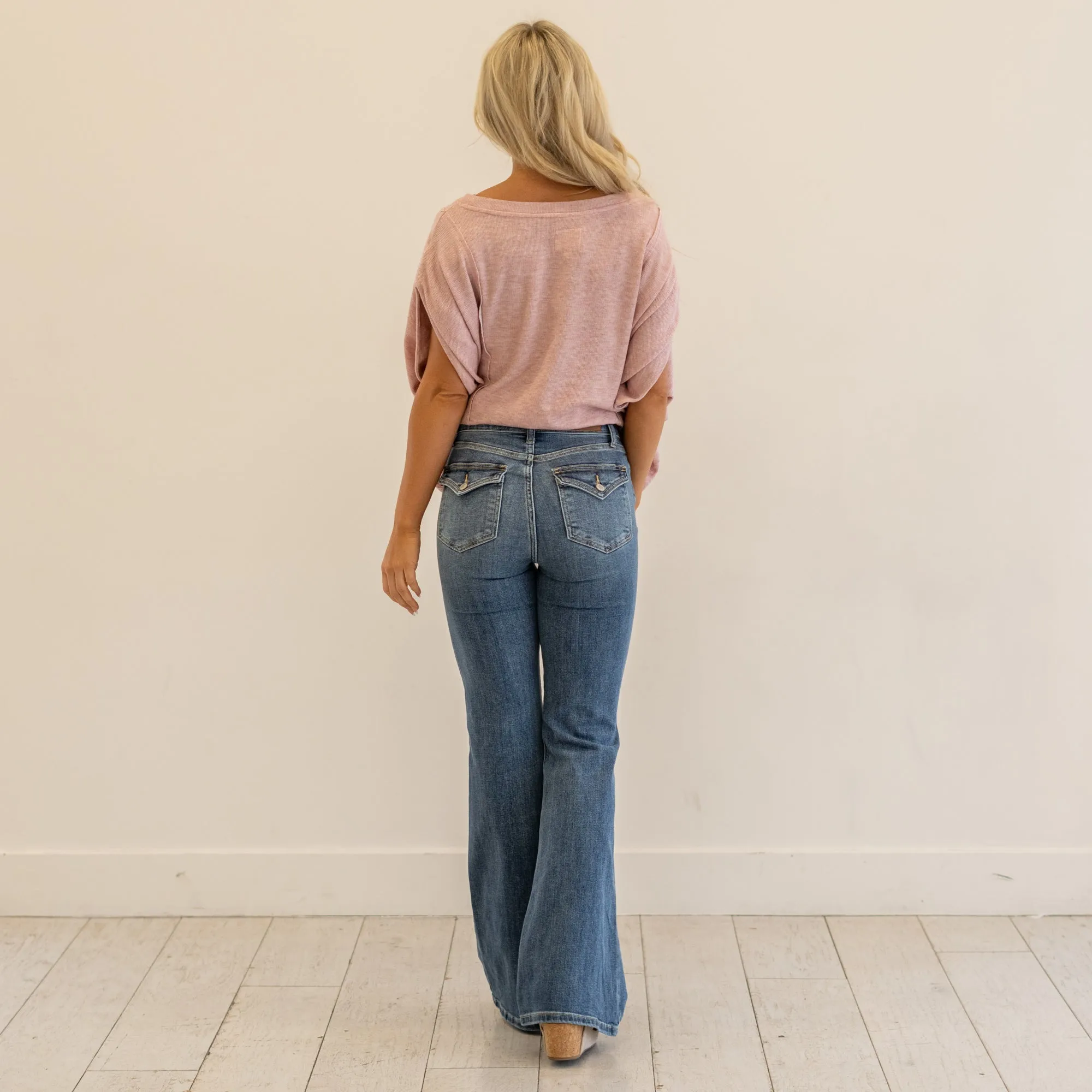 Jenny Double Button High Rise Flares Regular & Plus Sizes