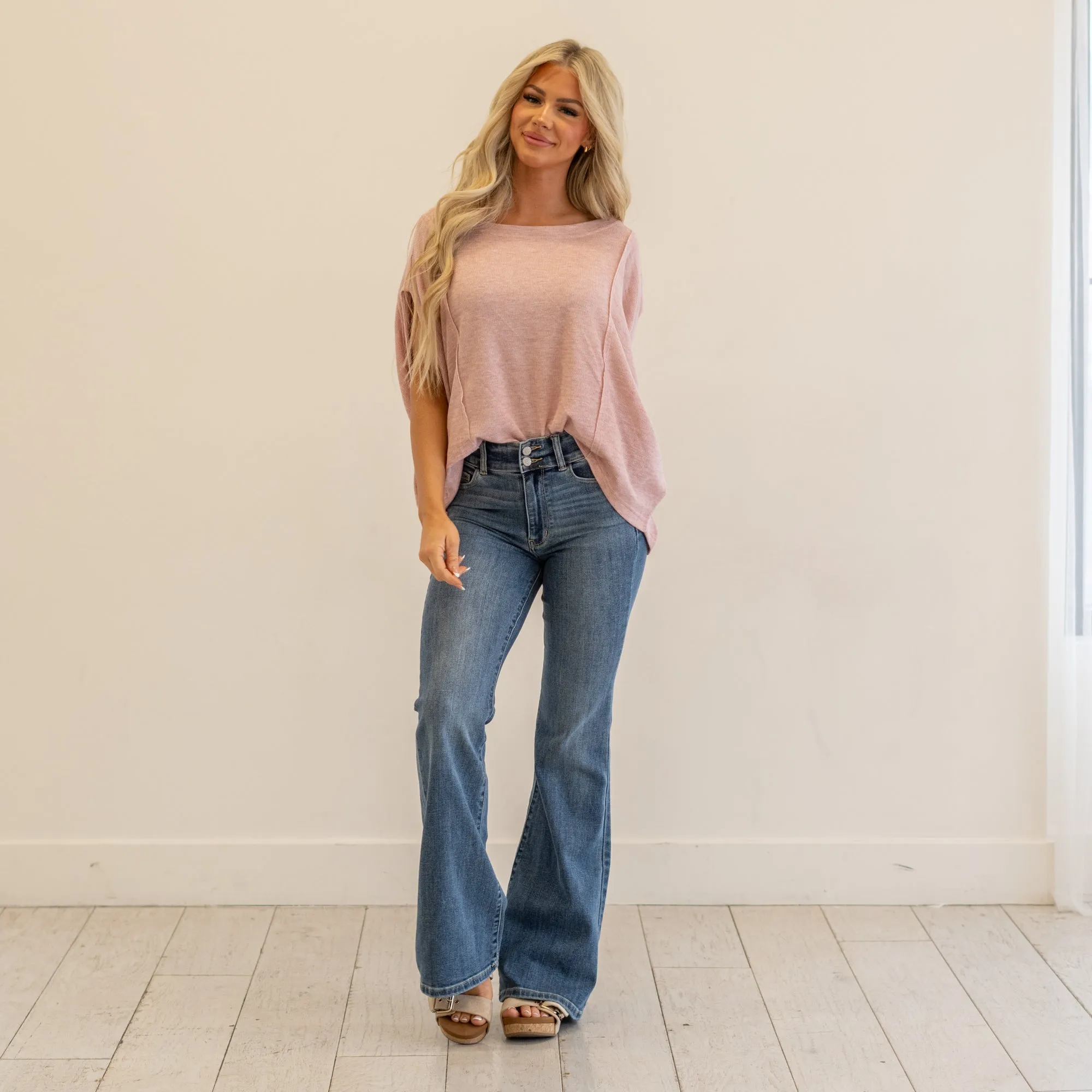 Jenny Double Button High Rise Flares Regular & Plus Sizes