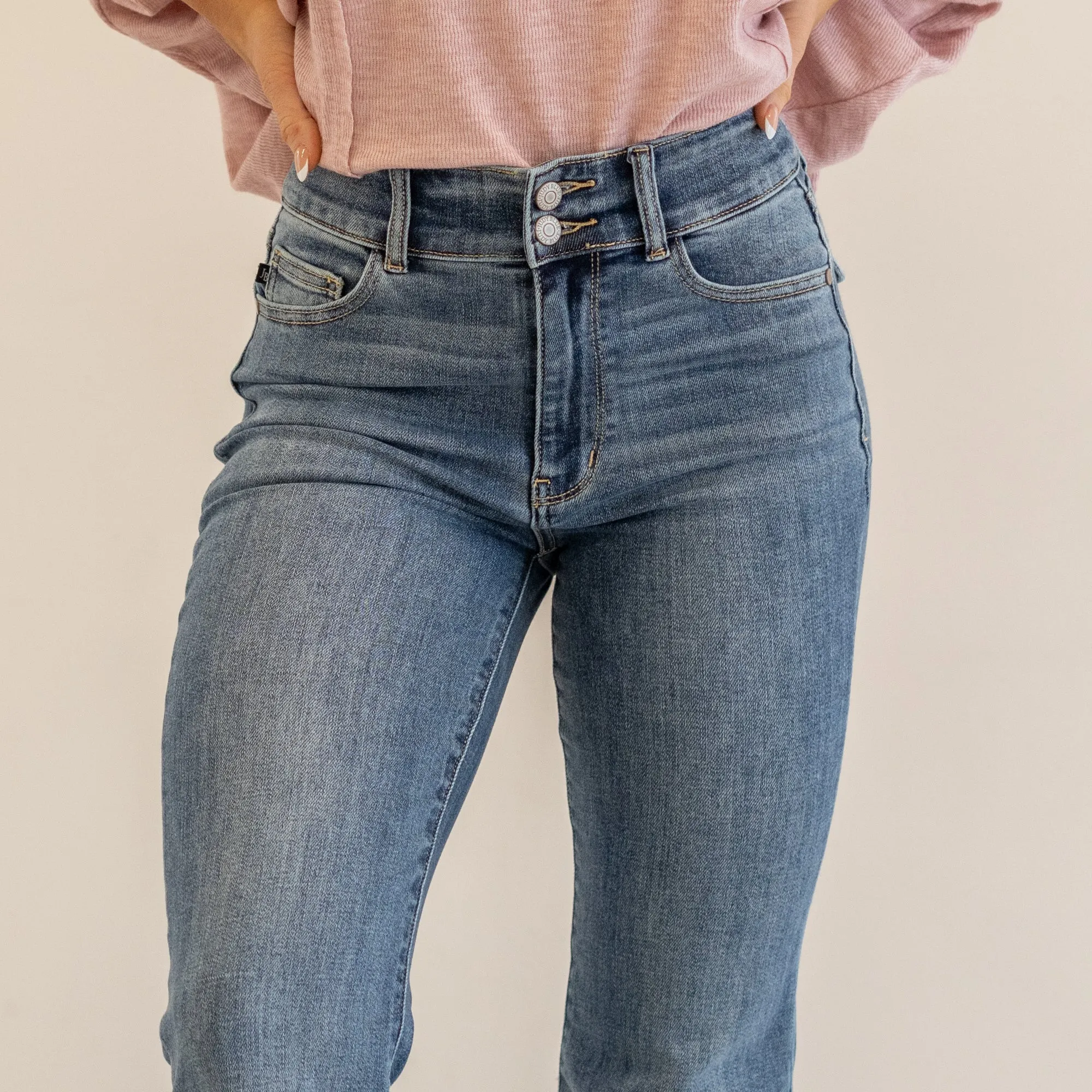 Jenny Double Button High Rise Flares Regular & Plus Sizes