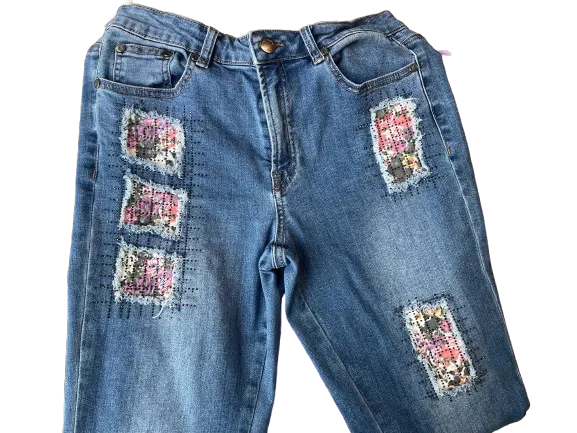 Joseph Ribkoff Beaded Patchwork Jeans