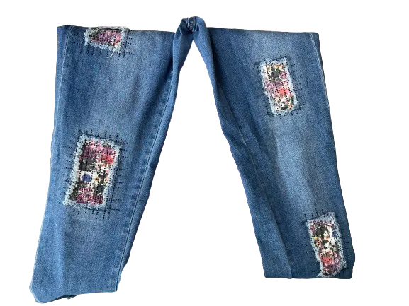 Joseph Ribkoff Beaded Patchwork Jeans