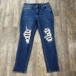 Judy Blue BOYFRIEND FIT Size 13/31 Distressed Mid Rise Jeans Denim Pants 31x30