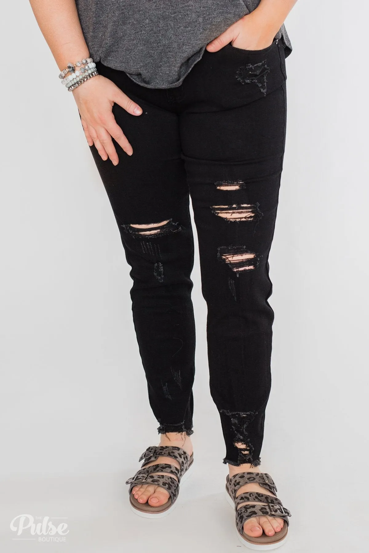 KanCan Callie Jeans- Black Distressed