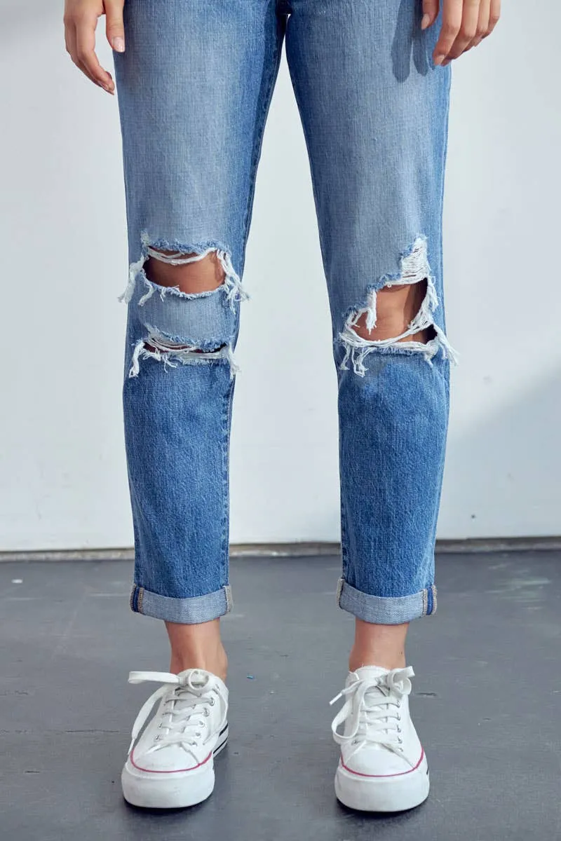 Kancan Distressed Mom Jeans