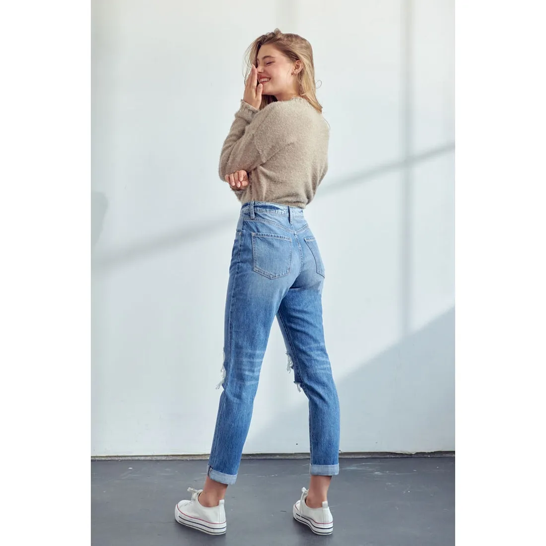 Kancan Distressed Mom Jeans
