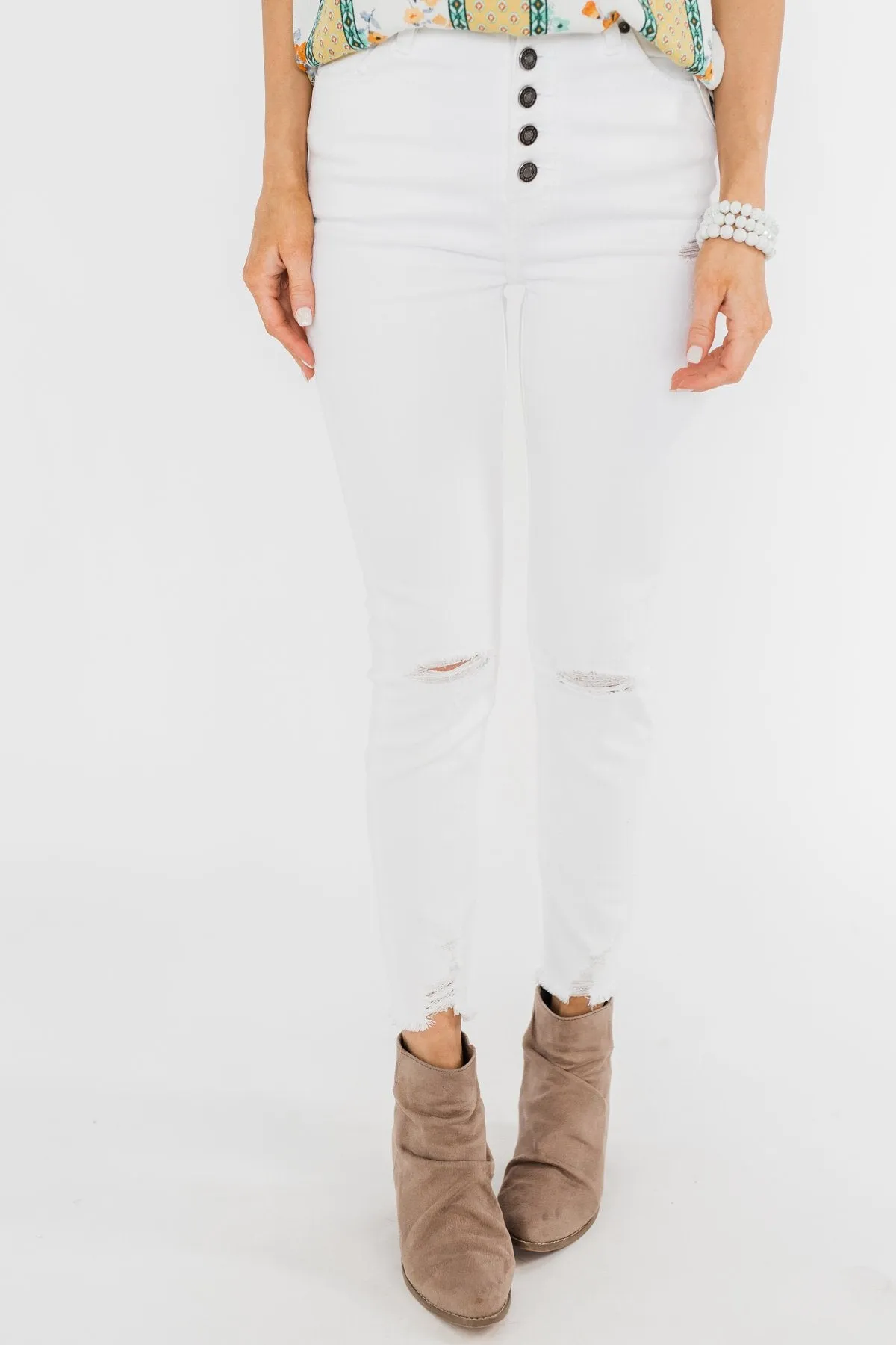 KanCan Raw Hem Distressed Jeans- Carly Wash