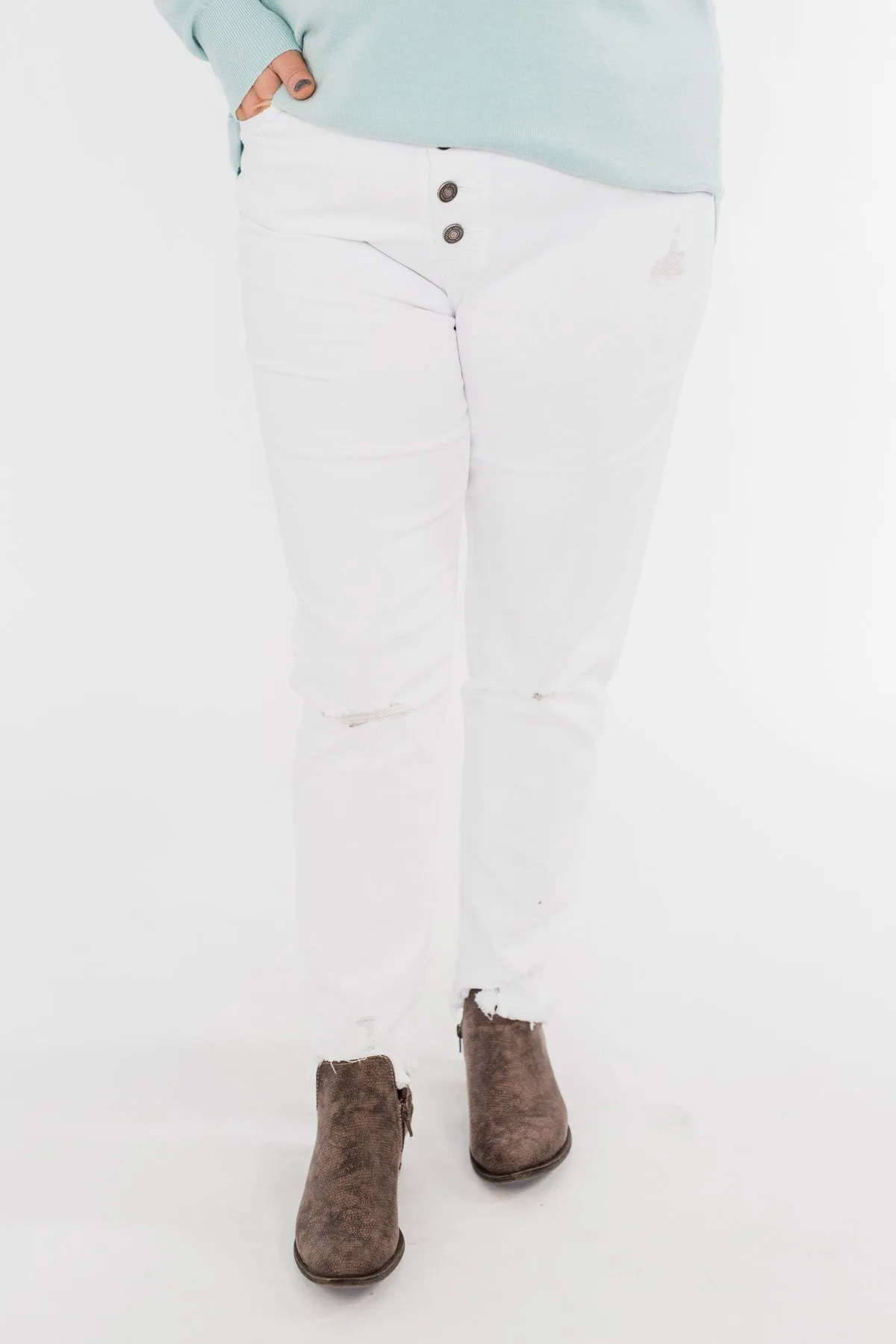 KanCan Raw Hem Distressed Jeans- Carly Wash