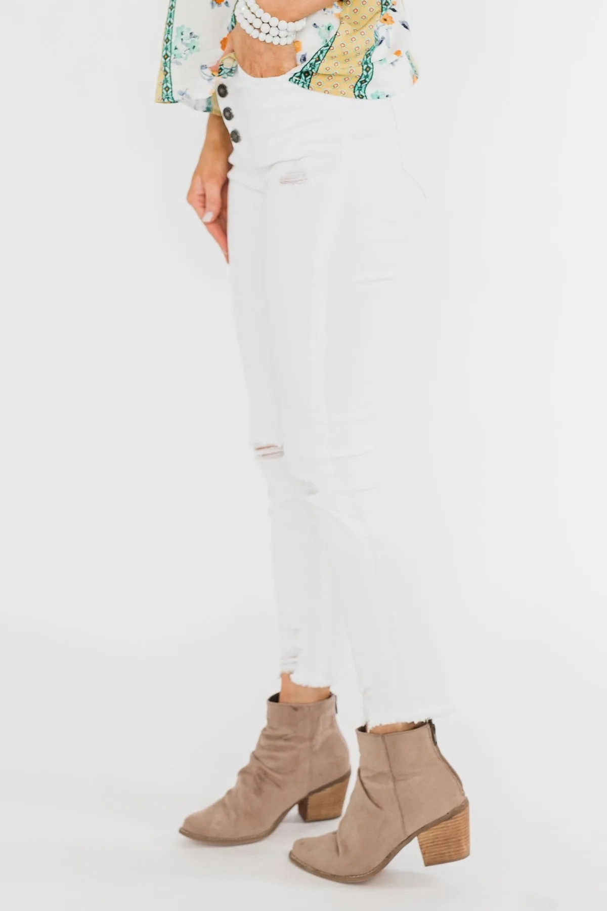 KanCan Raw Hem Distressed Jeans- Carly Wash