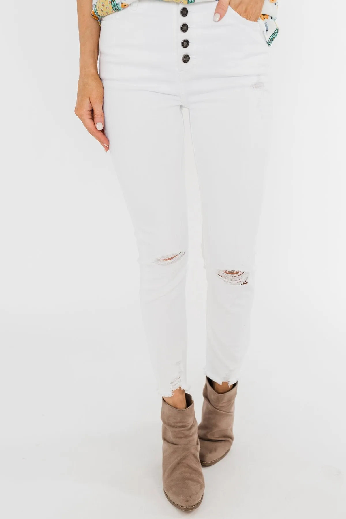 KanCan Raw Hem Distressed Jeans- Carly Wash