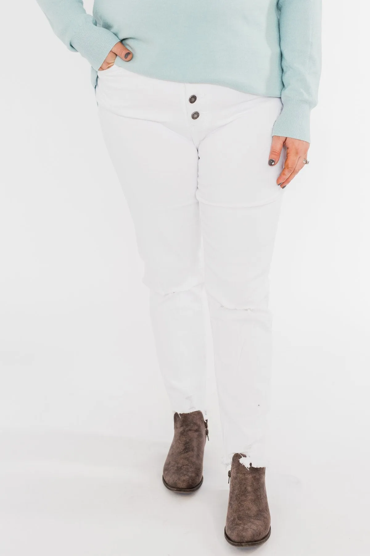 KanCan Raw Hem Distressed Jeans- Carly Wash