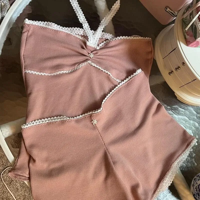 Lace 2 Pcs Women's Pajama Lingerie Set
