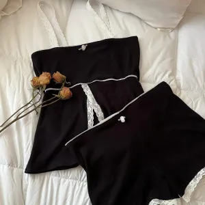 Lace 2 Pcs Women's Pajama Lingerie Set