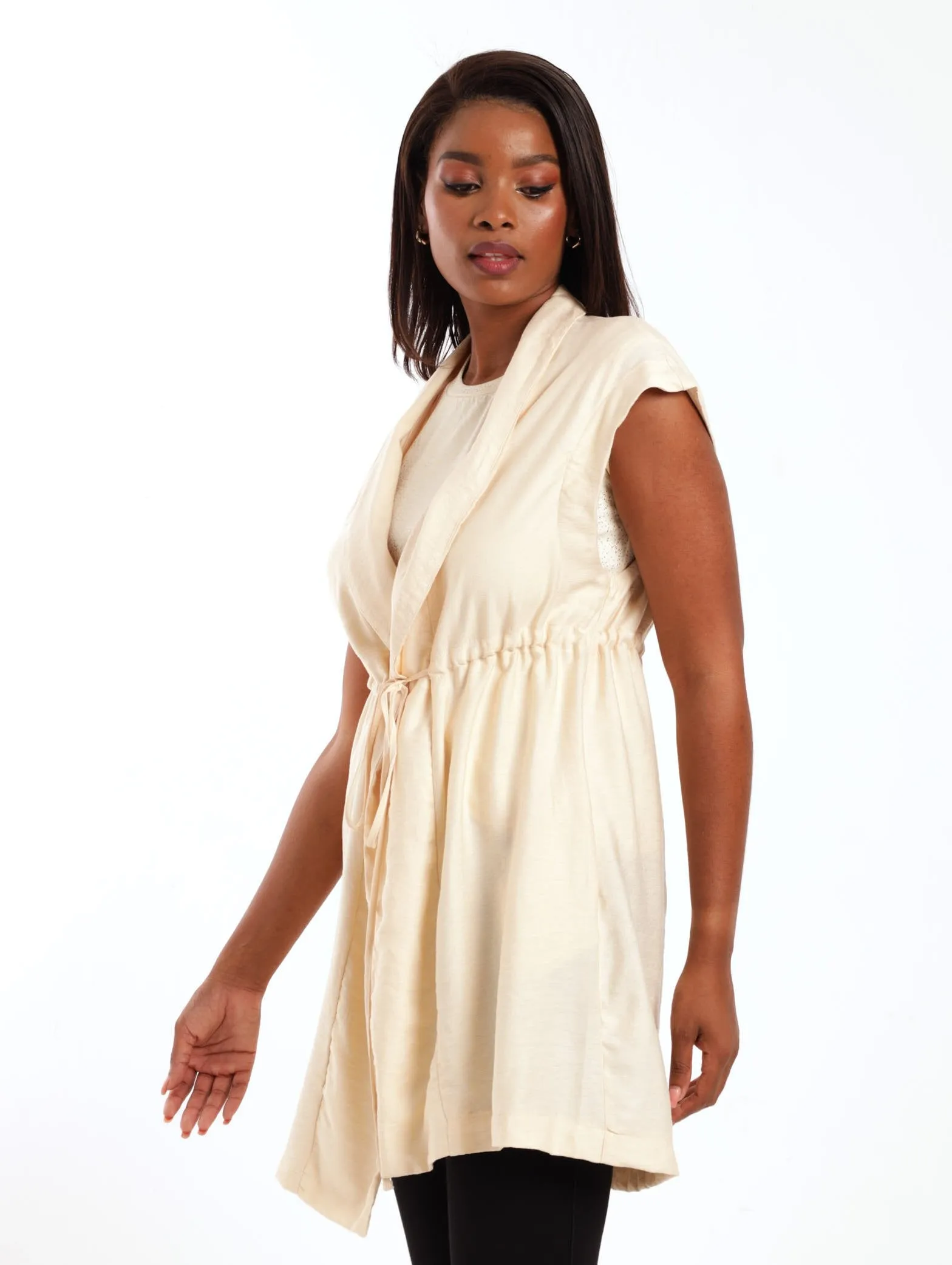 Ladies Sleeveless Lightweight Gilet Jacket - Stone
