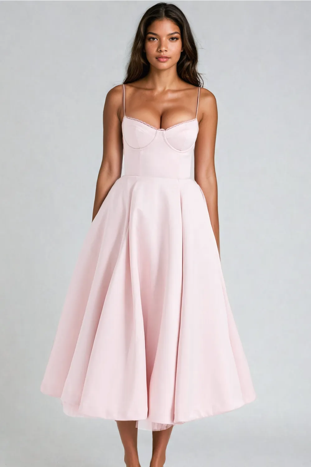 LAURA - FITTED MIDI DRESS WITH SWEET NECKLINE