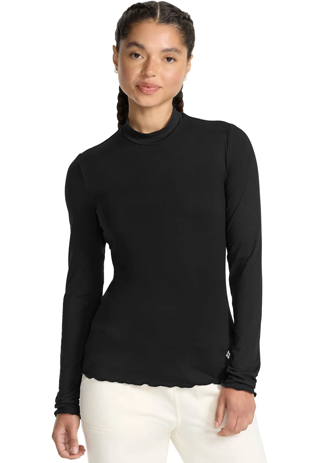 Layers MC708 Lettuce Edge Mock Neck Underscrub Black