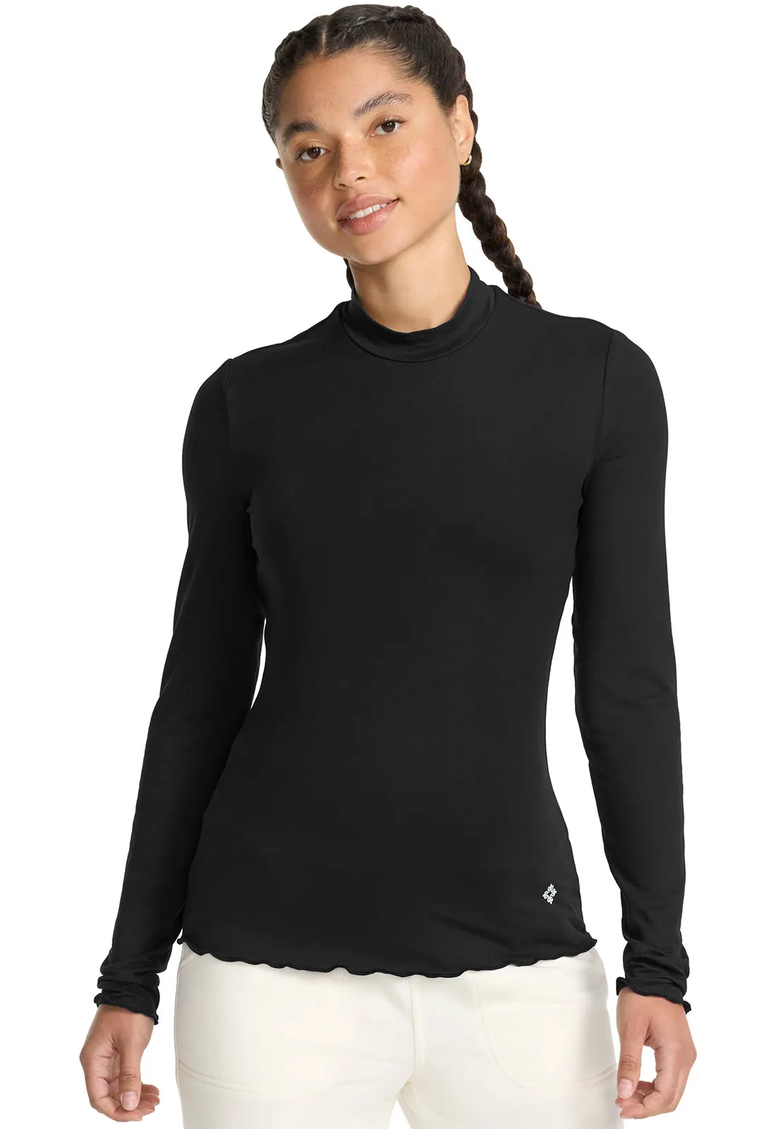 Layers MC708 Lettuce Edge Mock Neck Underscrub Black