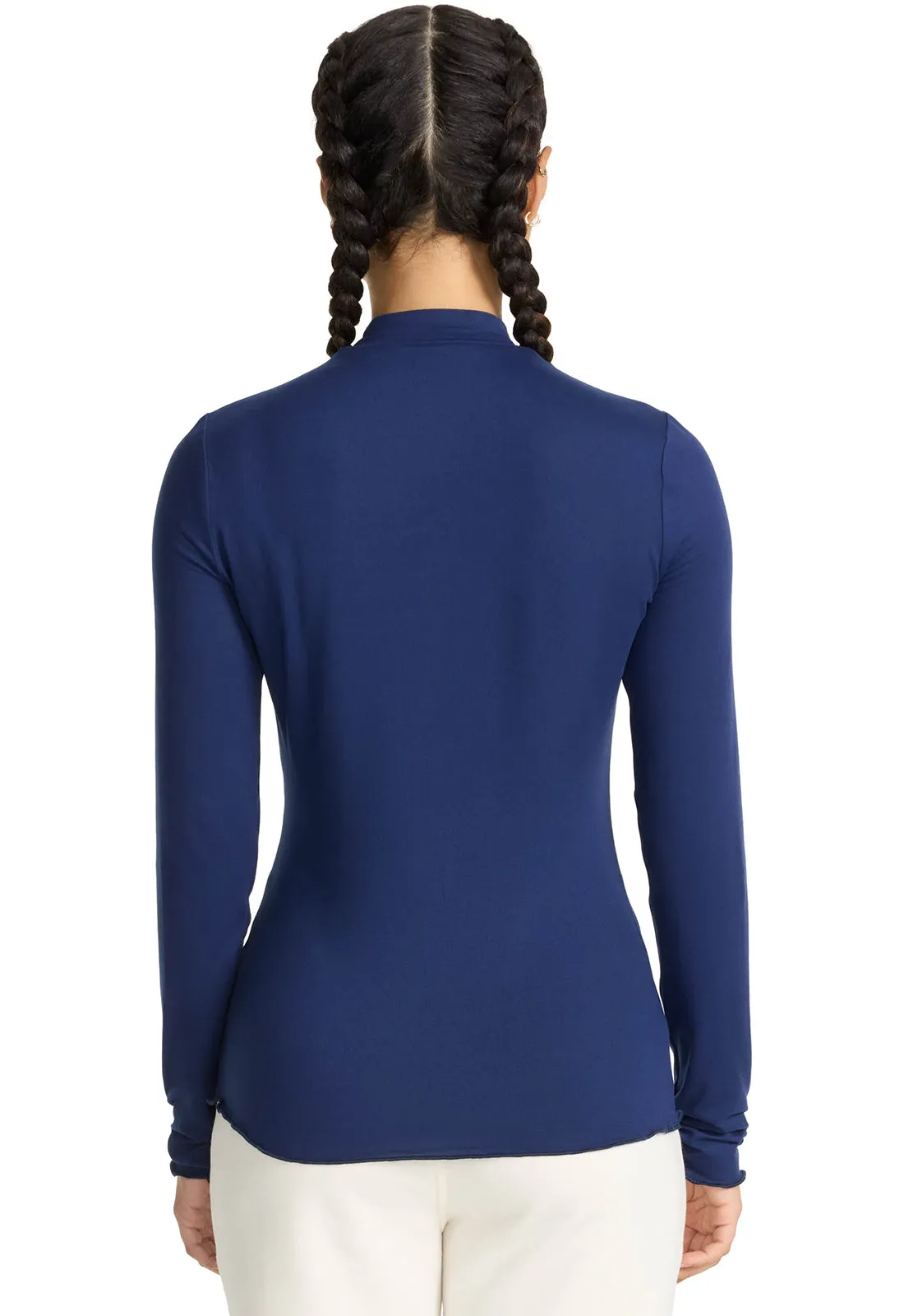 Layers MC708 Lettuce Edge Mock Neck Underscrub Navy