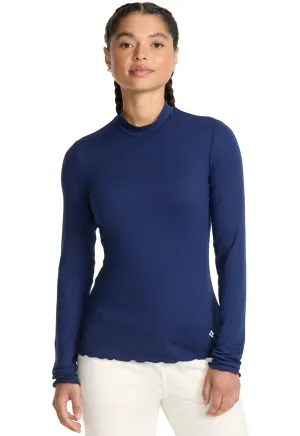 Layers MC708 Lettuce Edge Mock Neck Underscrub Navy