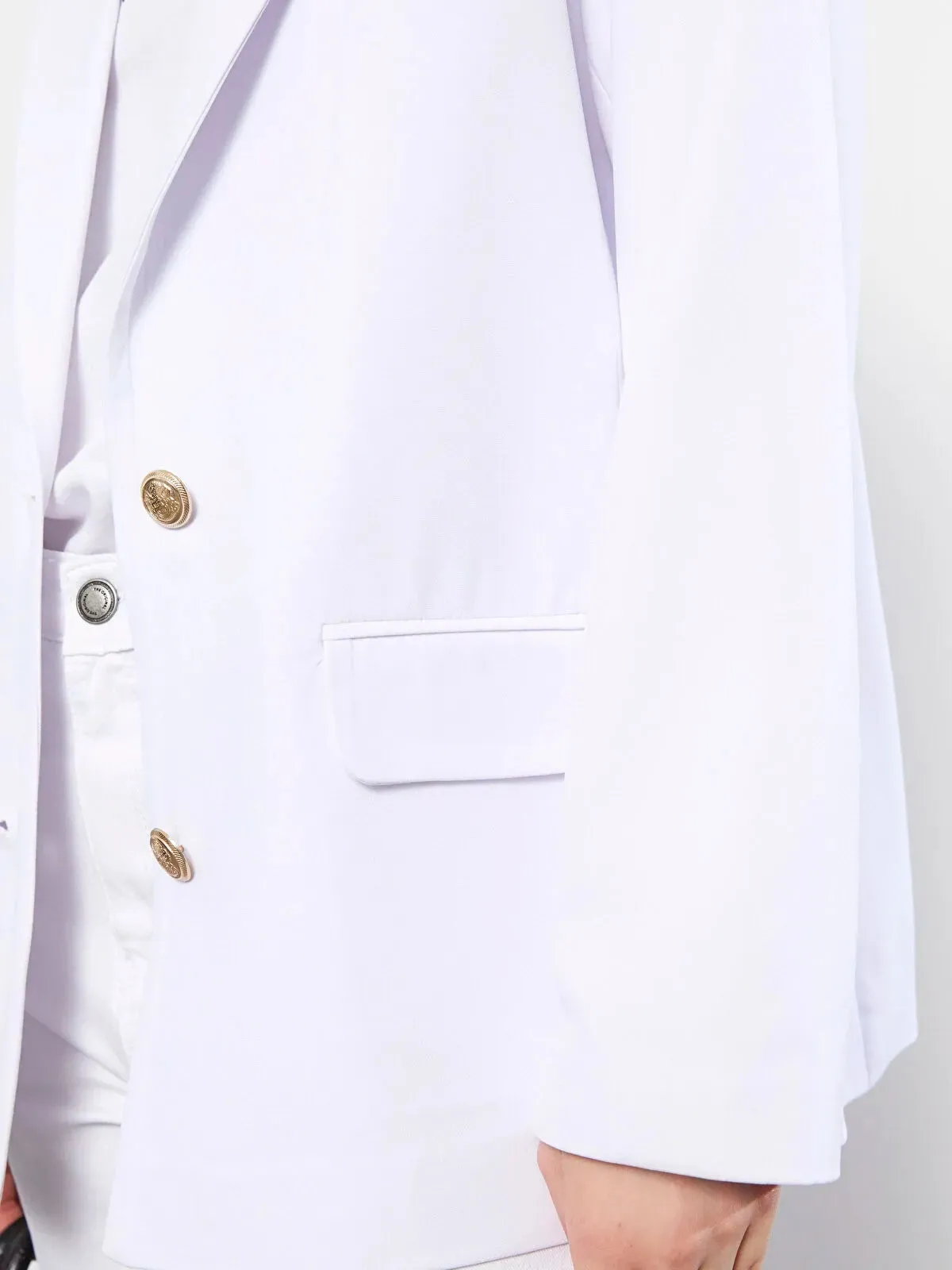 Lcw Casual Front Button Closure Straight Long Sleeve Crepe Women Blazer Jacket