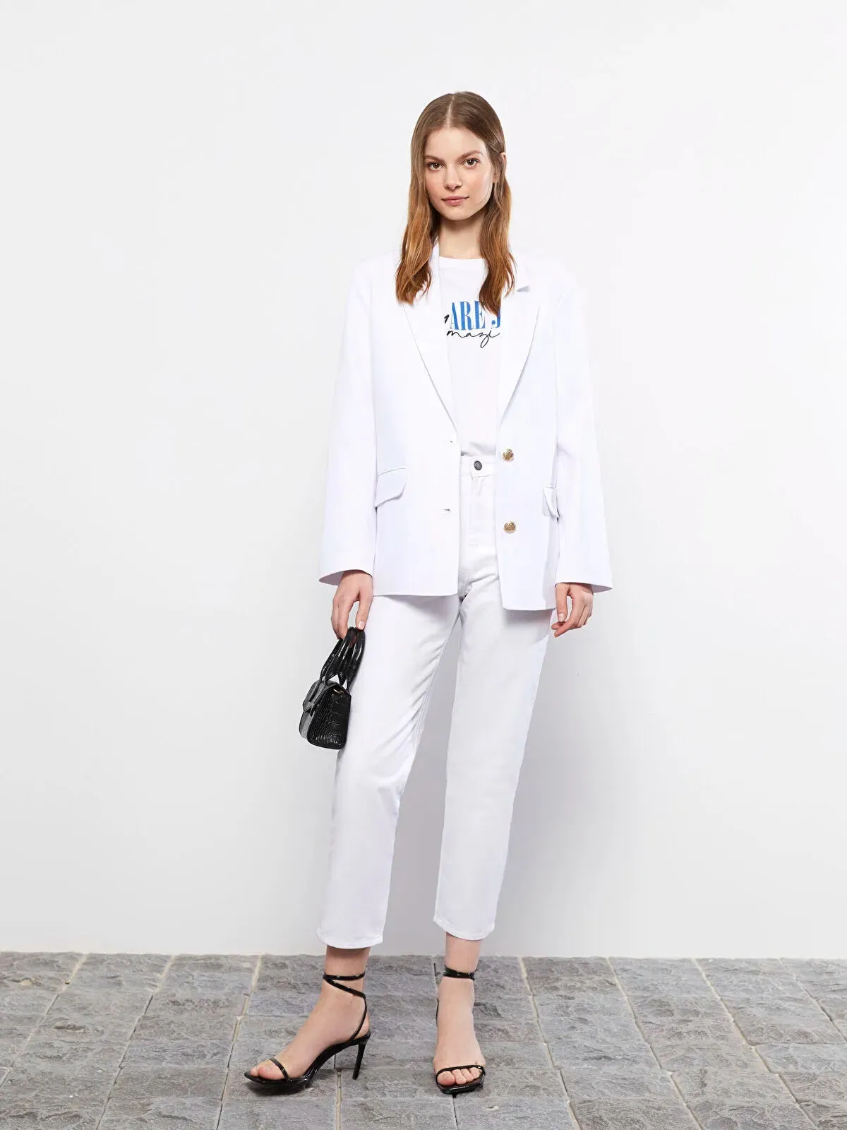 Lcw Casual Front Button Closure Straight Long Sleeve Crepe Women Blazer Jacket
