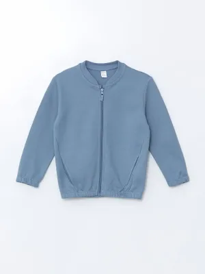 LCW Kids Blue Basic Boy Zippered Sweatshirt