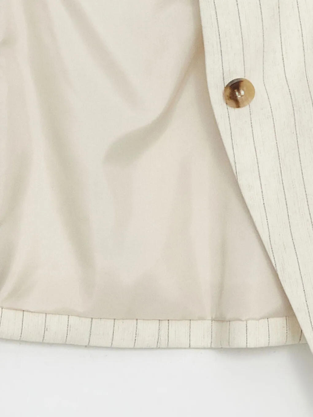 LCW Vision Beige Crew Neck Striped Linen Blend Women Classic Vest