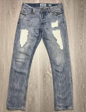 Legend & Souls Mens Red taper Fit Distressed Jeans Size 30 / 34