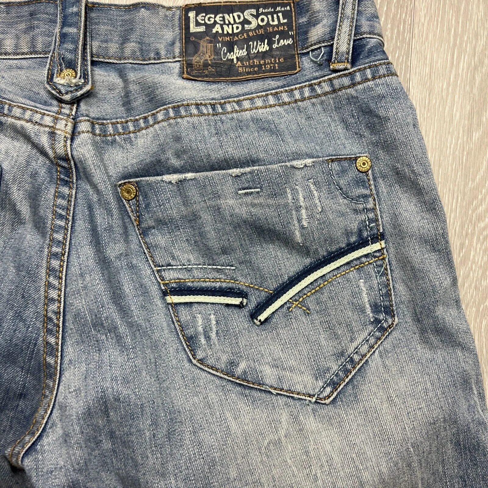 Legend & Souls Mens Red taper Fit Distressed Jeans Size 30 / 34