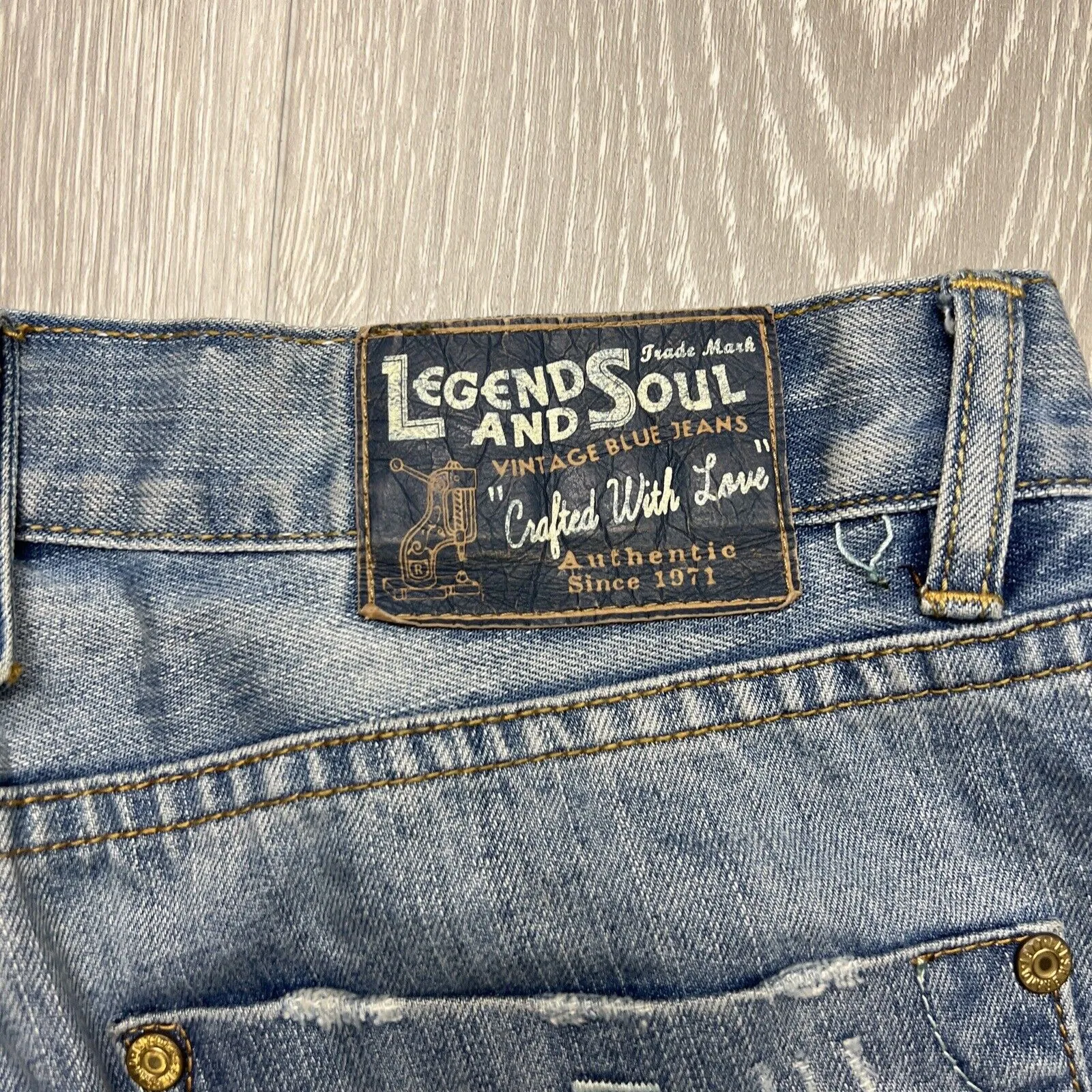 Legend & Souls Mens Red taper Fit Distressed Jeans Size 30 / 34