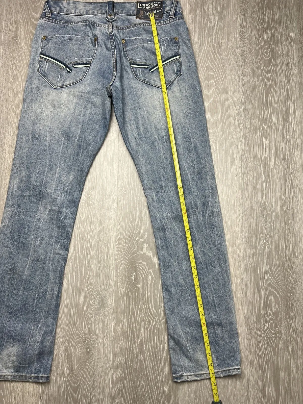 Legend & Souls Mens Red taper Fit Distressed Jeans Size 30 / 34
