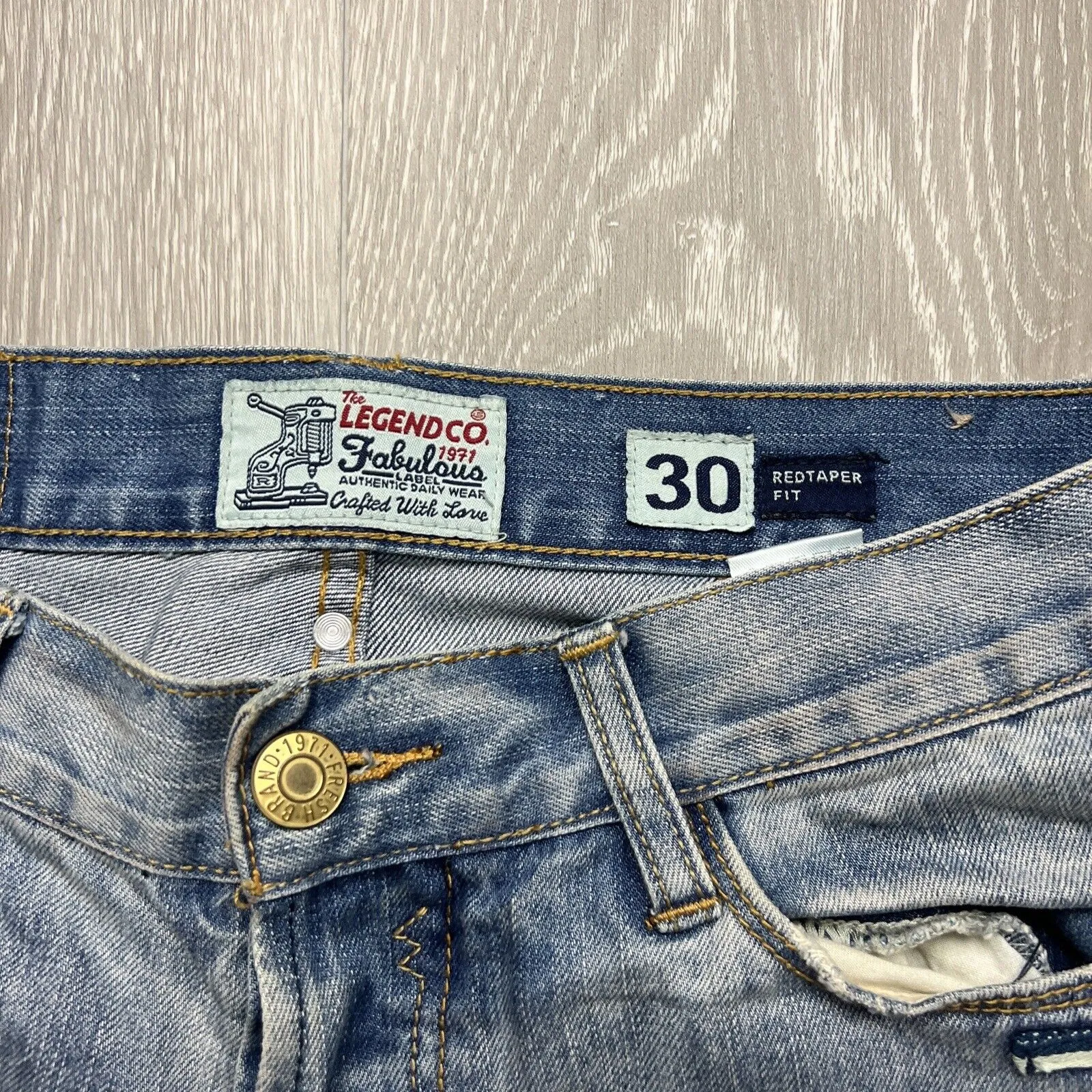 Legend & Souls Mens Red taper Fit Distressed Jeans Size 30 / 34