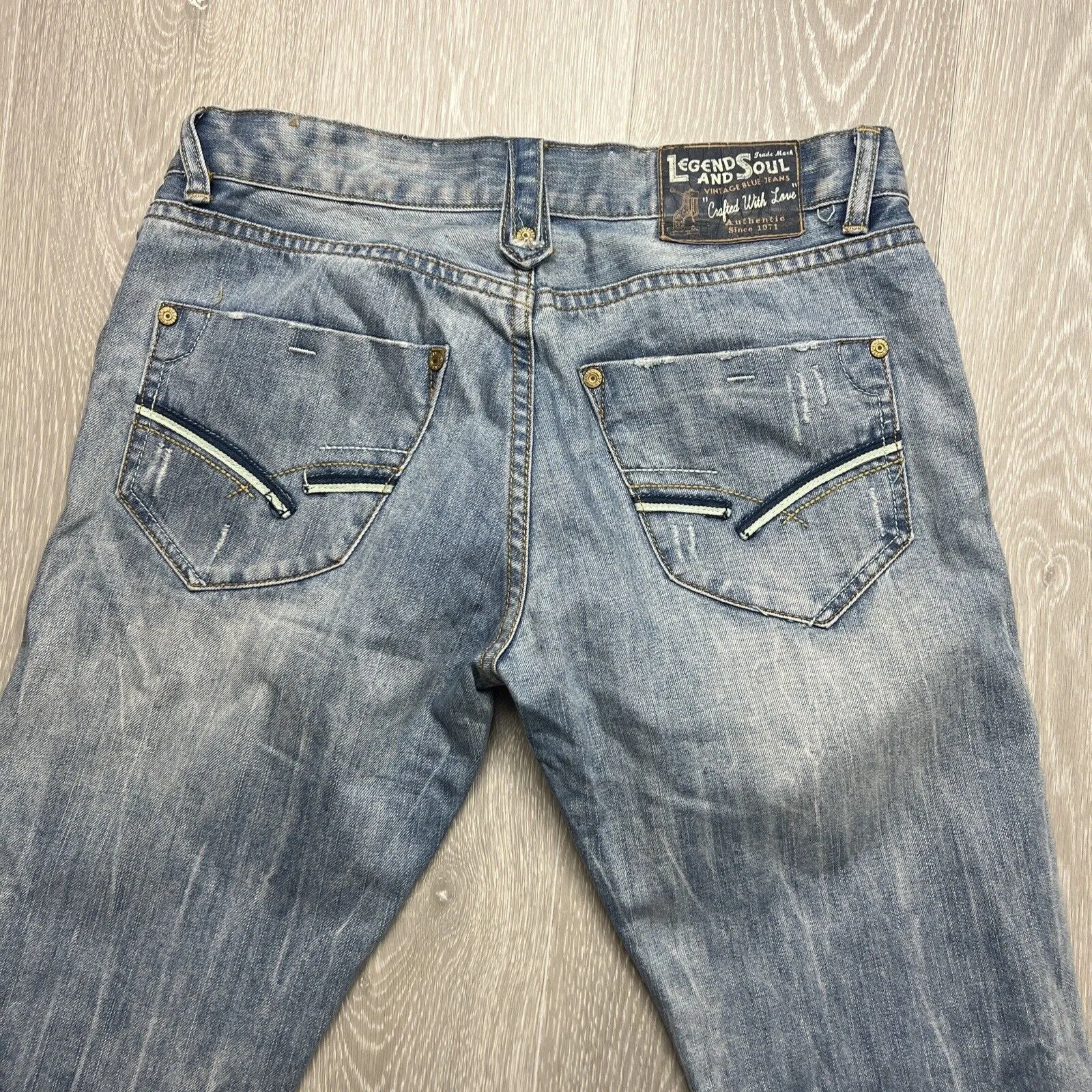 Legend & Souls Mens Red taper Fit Distressed Jeans Size 30 / 34