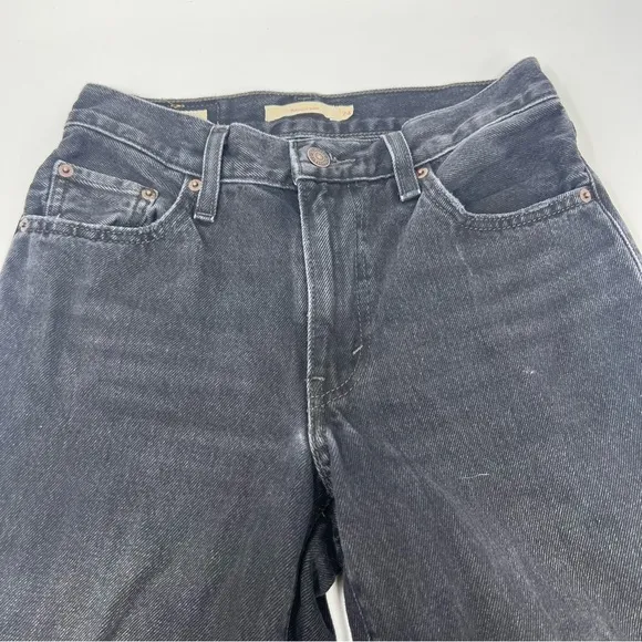 Leiv's Premium Distressed Baggy Dad Jeans Black Wash Womens Size‎ 24