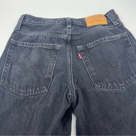 Leiv's Premium Distressed Baggy Dad Jeans Black Wash Womens Size‎ 24