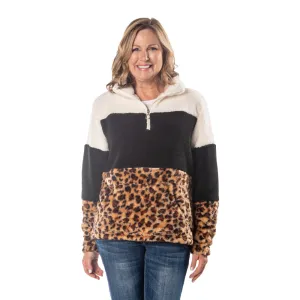 Leopard Sherpa Fleece Full Zip Jacket