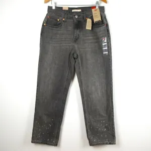 Levi's Relaxed Low Pro Jeans Women's Size 30 Gray Denim Bleach Splatter