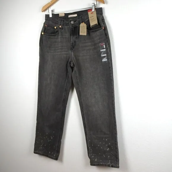Levi's Relaxed Low Pro Jeans Women's Size 30 Gray Denim Bleach Splatter
