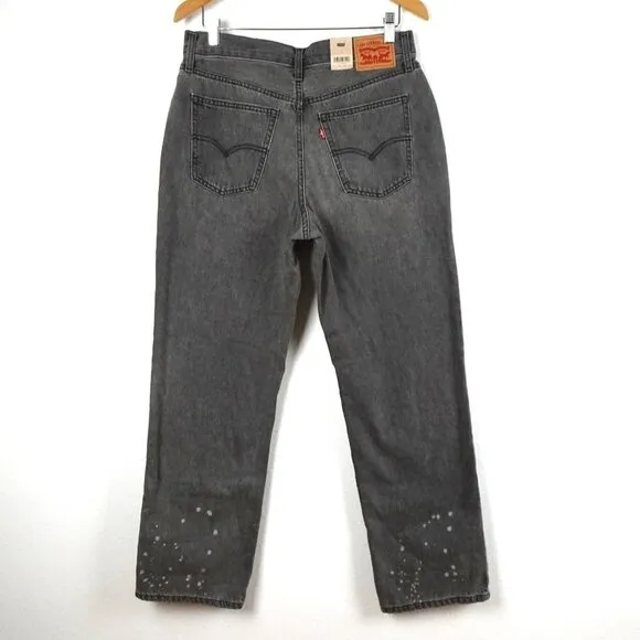 Levi's Relaxed Low Pro Jeans Women's Size 30 Gray Denim Bleach Splatter