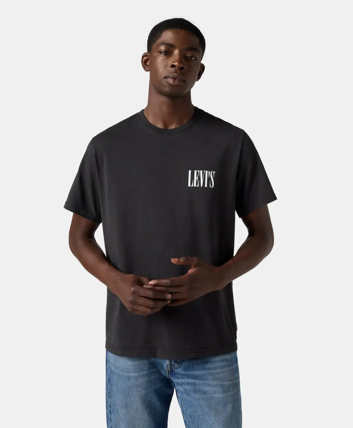 LEVIS SS RELAXED FIT SERIF LOGO MINERAL BLACK
